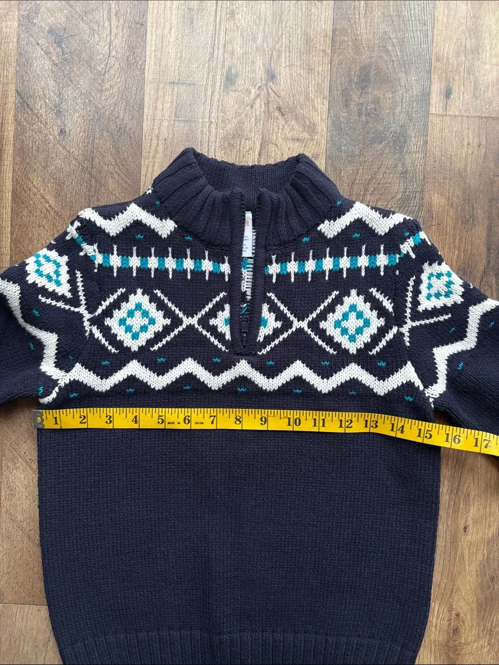 Gymboree Blue White Nordic Fair Isle Pullover Quarter Zip Winter Cozy Sweater